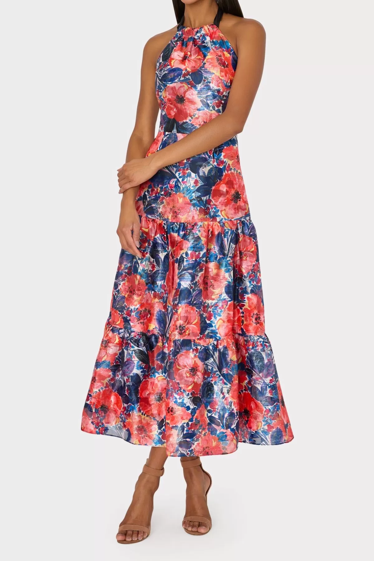 Hayden Watercolor Poppy Jacquard Dress-MILLY Store