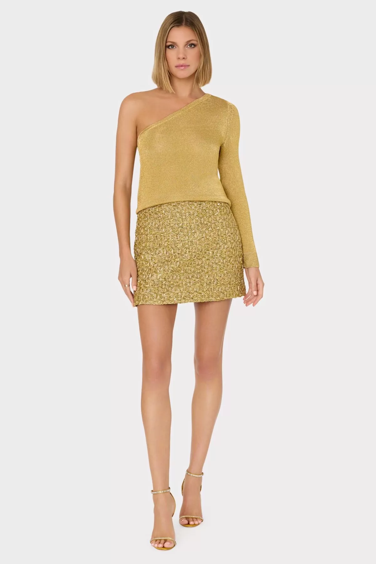 Metallic Knit One Shoulder Top-MILLY Flash Sale